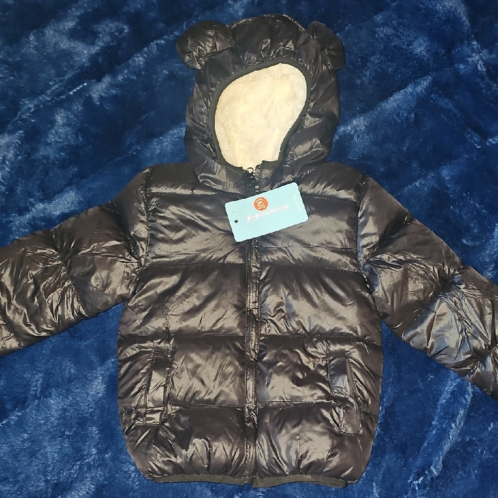 Cozy Black Hooded Puffer Jacket With Ears